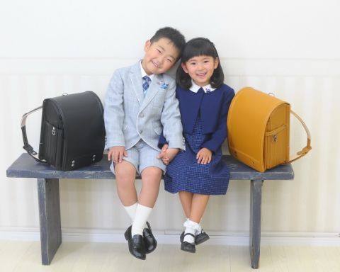 お友達と入学記念写真