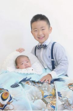 お宮参り写真/お宮参りの兄弟写真