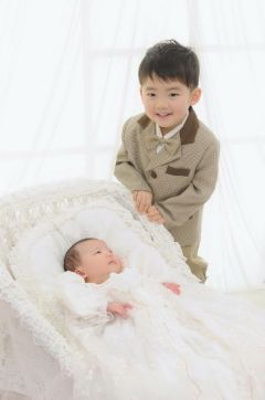 お宮参り写真/お宮参りの兄弟写真