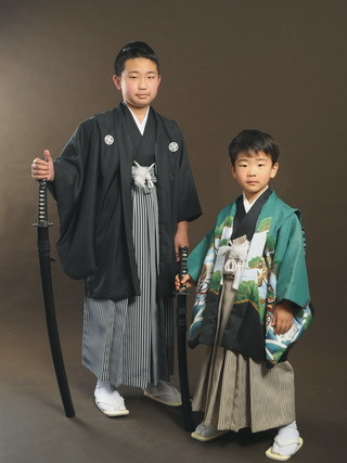 七五三写真/和装の5才10才兄弟