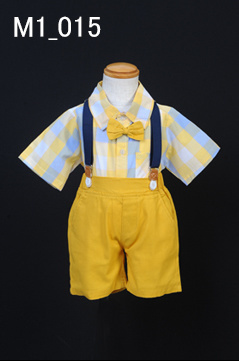 黄色の1歳男児セットアップ