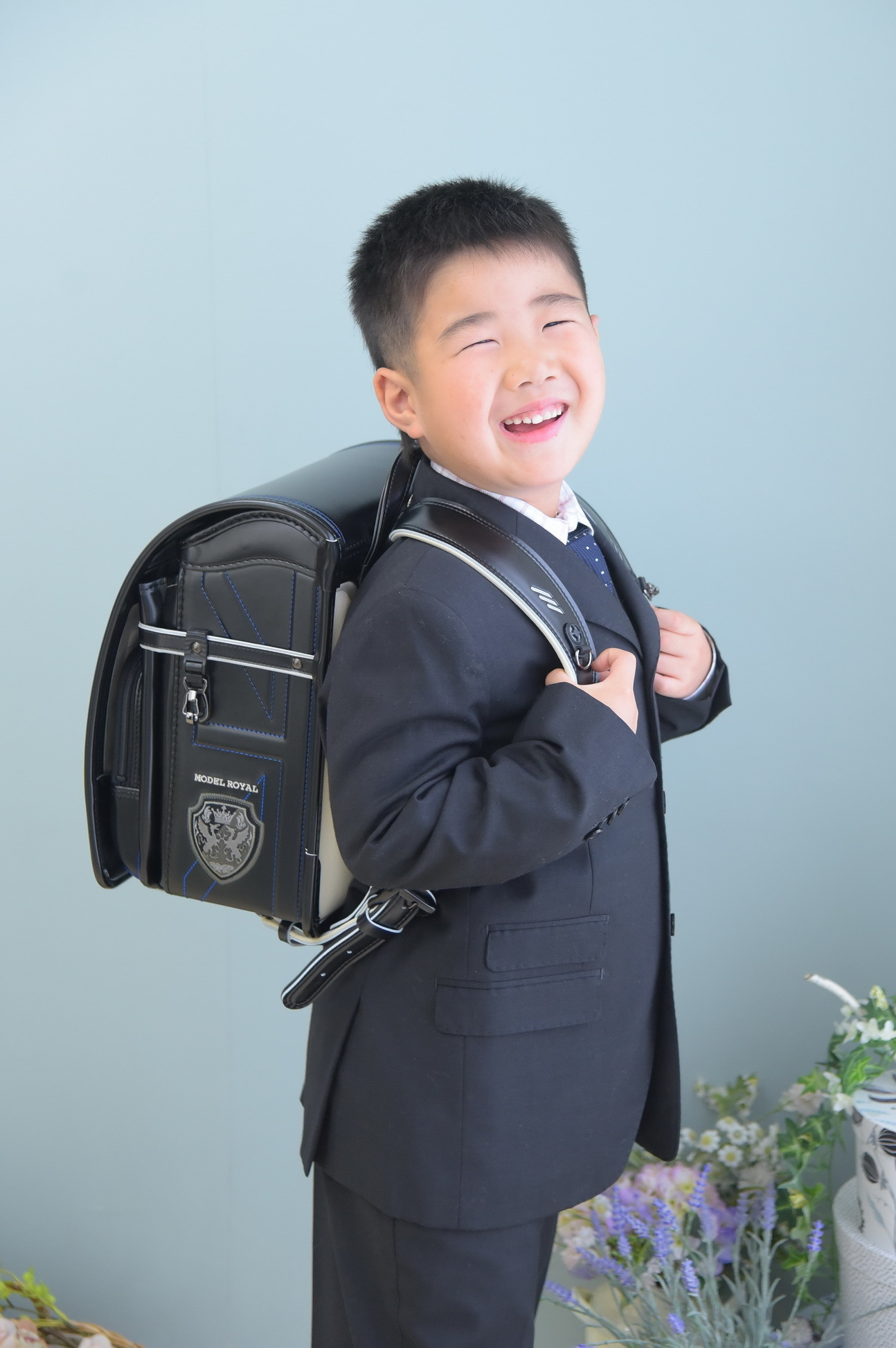 入学記念写真/ランドセル姿の男の子